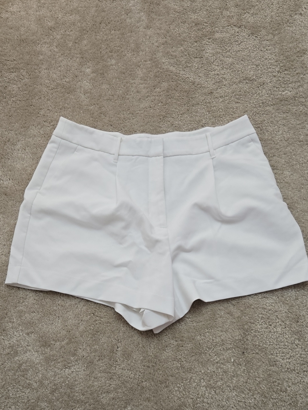Women's White Tailored High-Rise Shorts